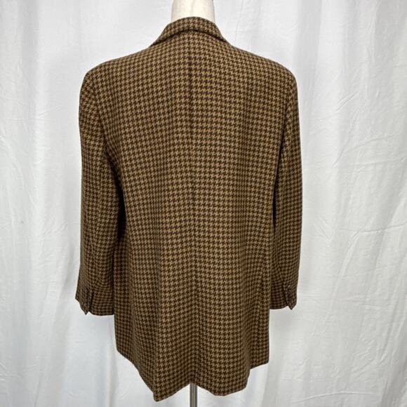 Ralph Lauren Womens Vintage Brown Houndstooth Wool One Button Blazer Size 16W - Picture 5 of 8